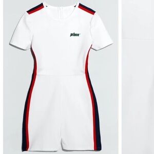 Zara x Prince White Romper with Blue and Red Stripes